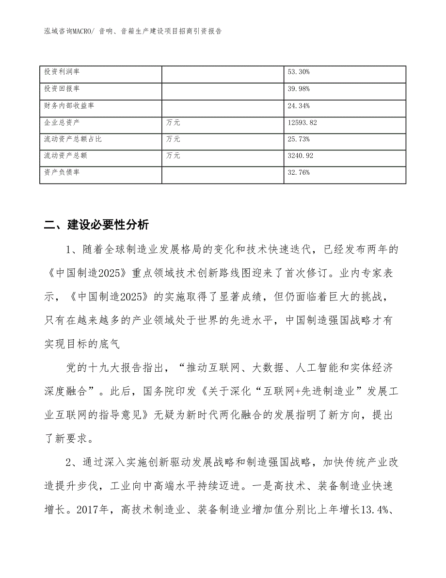 音响、音箱生产建设项目招商引资报告(总投资5332.82万元)_第3页