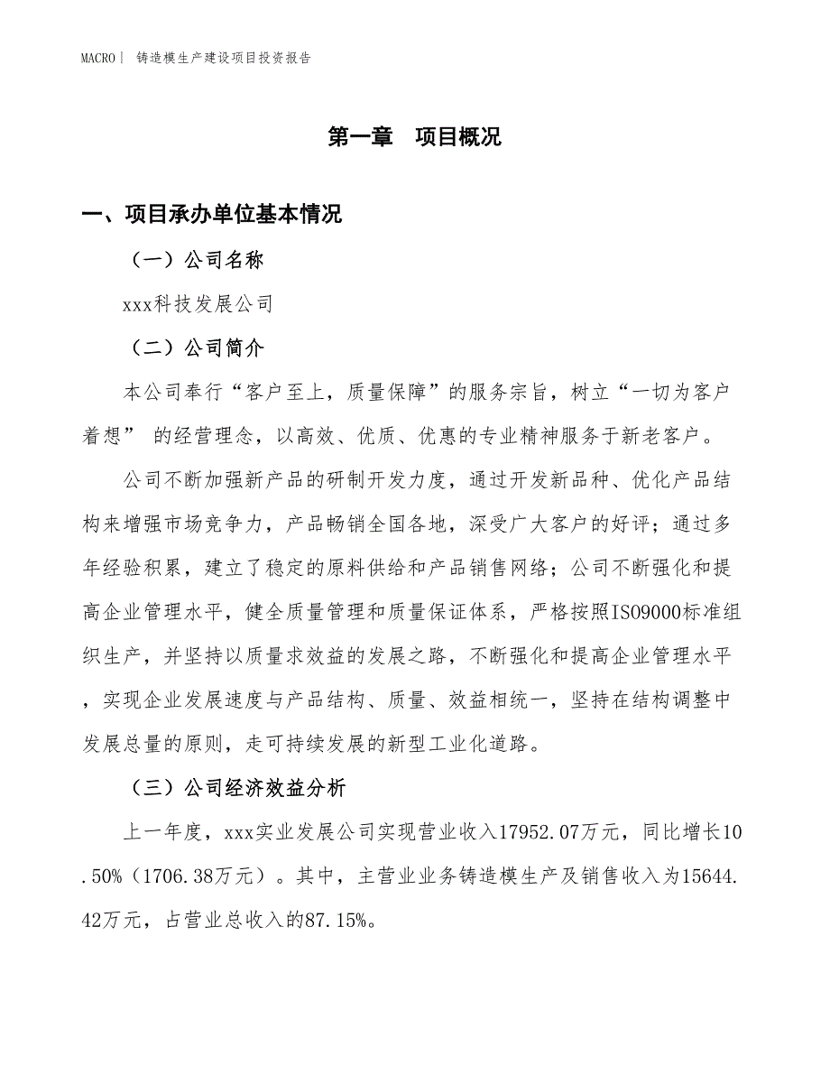 铸造模生产建设项目投资报告_第4页