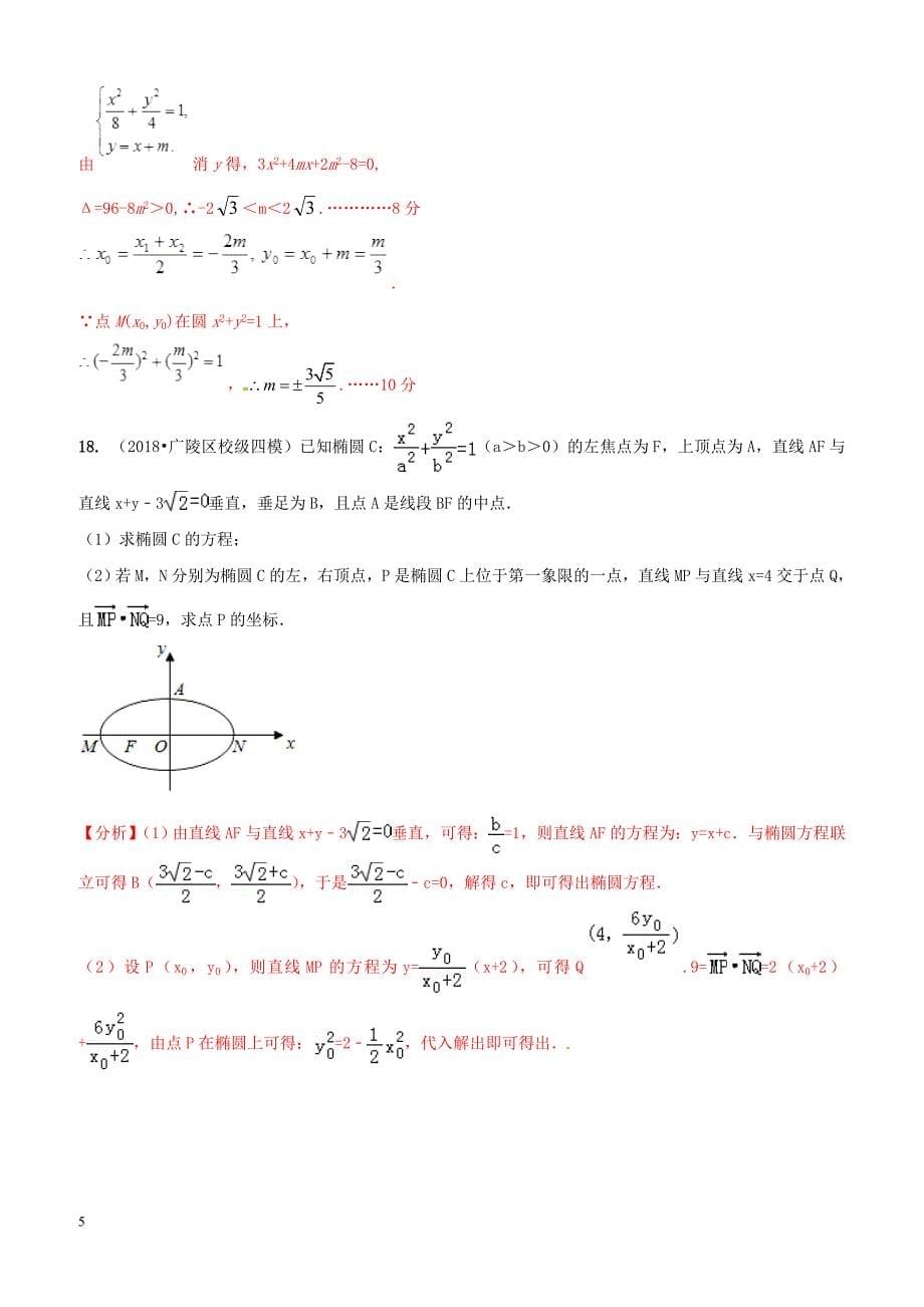 2019年高考数学艺术生百日冲刺专题12椭圆测试题（含答案）_第5页