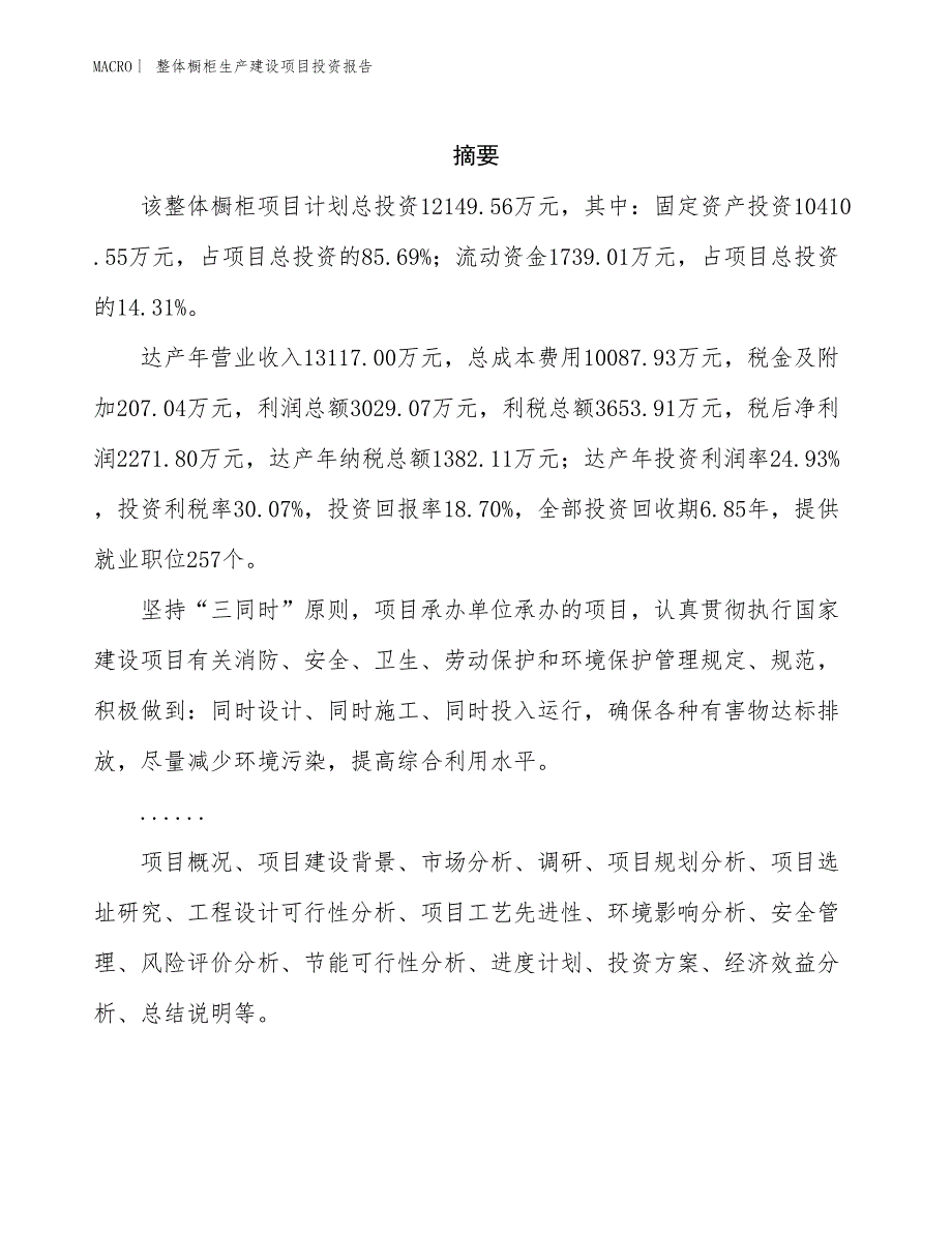 整体橱柜生产建设项目投资报告_第2页