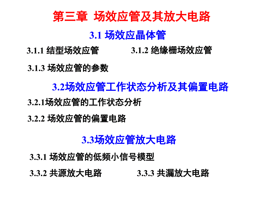 信号与系统-第三章--场效应管及其放大电路课件_第1页