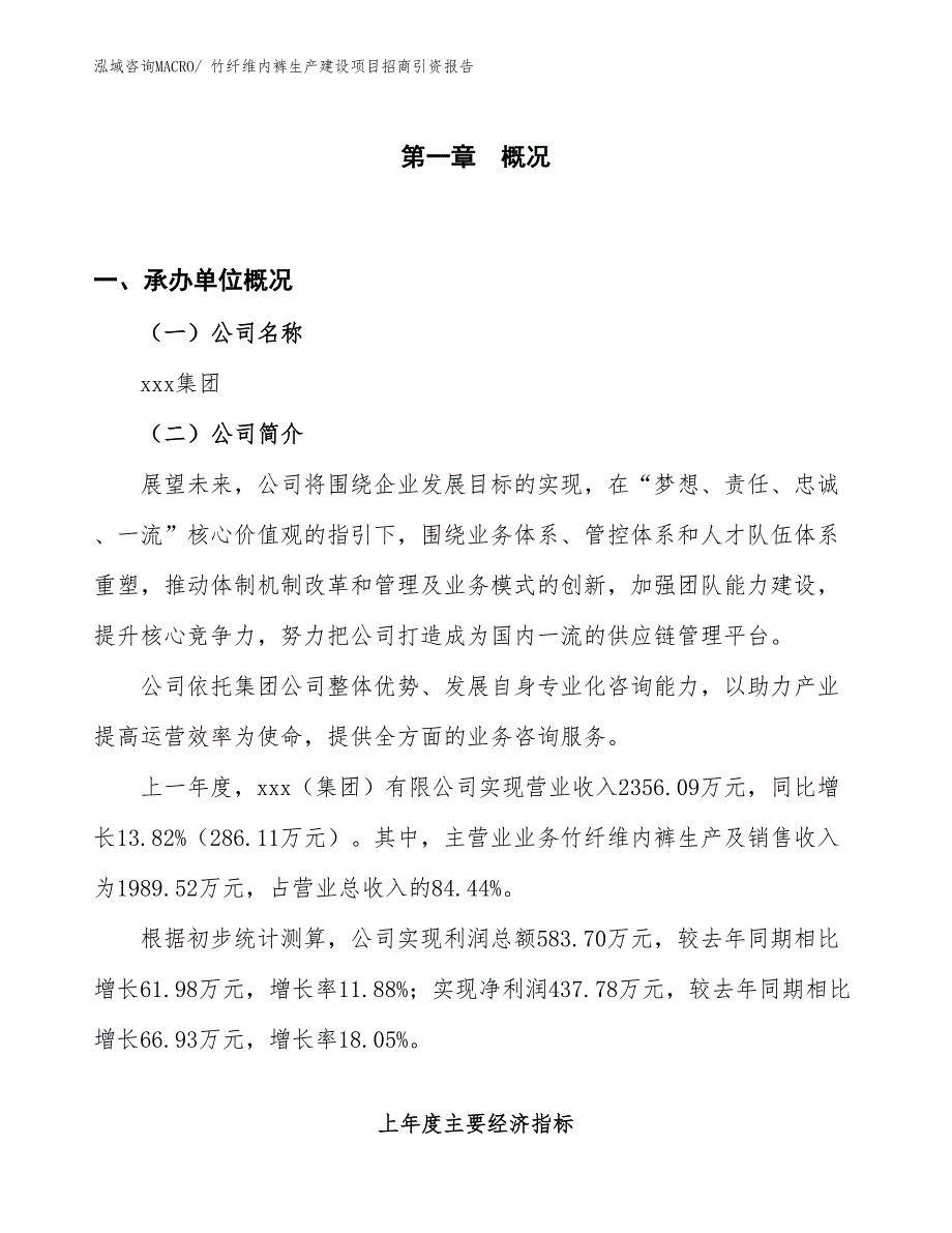 竹纤维内裤生产建设项目招商引资报告(总投资2511.92万元)_第1页