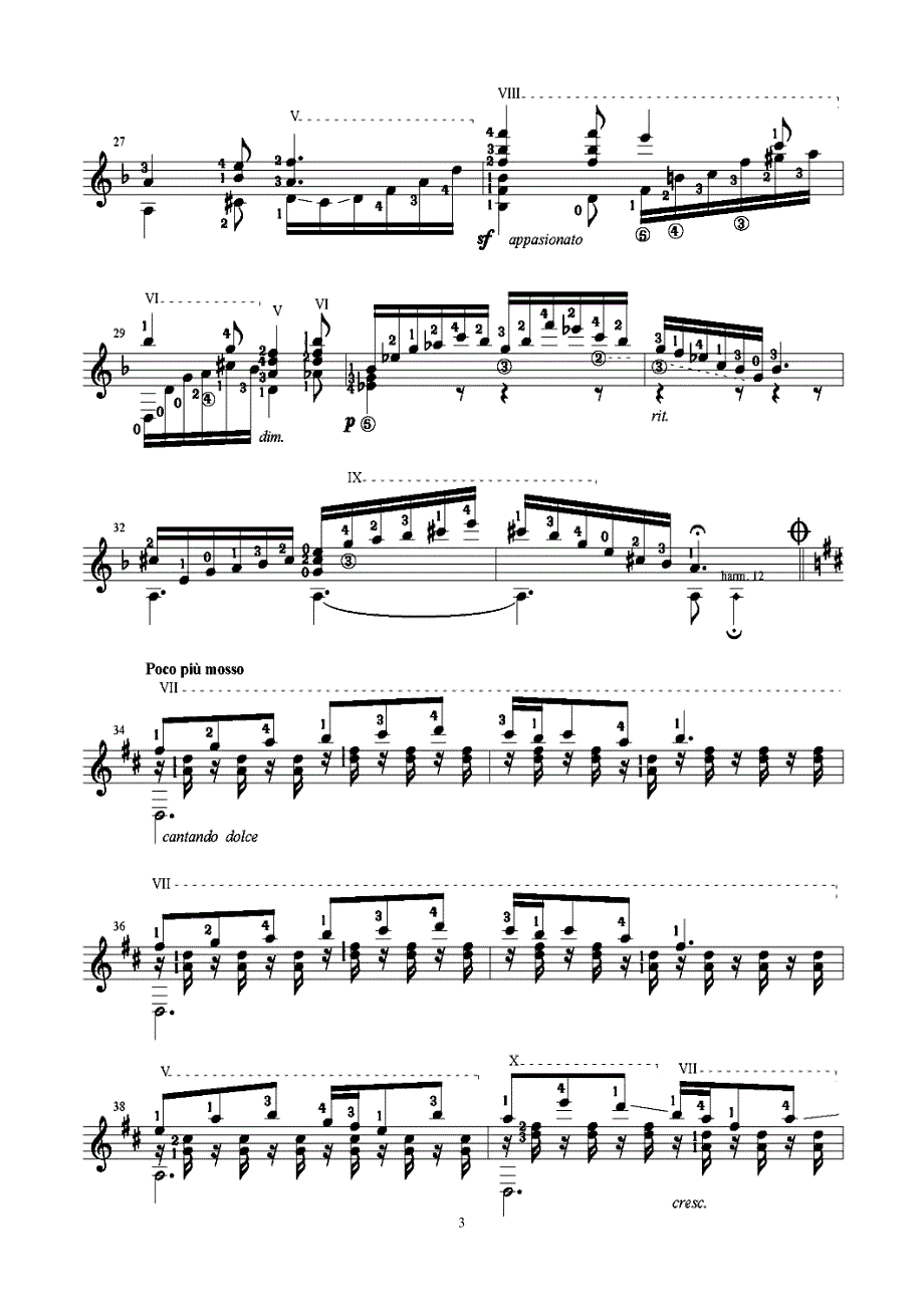 阿尔贝尼兹作品202《马略卡岛(船歌)》mallorca (barcarola),op.202; isaac albeniz古典吉他谱_第3页