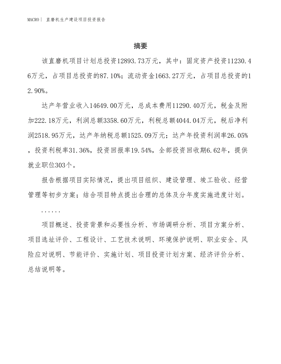 直磨机生产建设项目投资报告_第2页