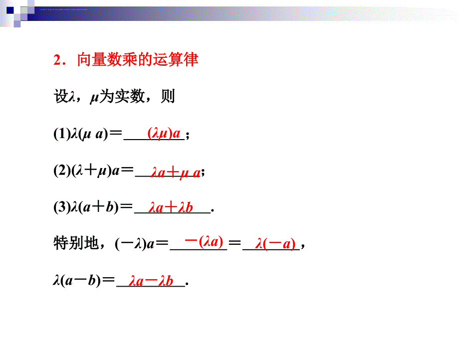高中数学必修4平面向量优质幻灯片：向量数乘运算及其几何意义_第2页