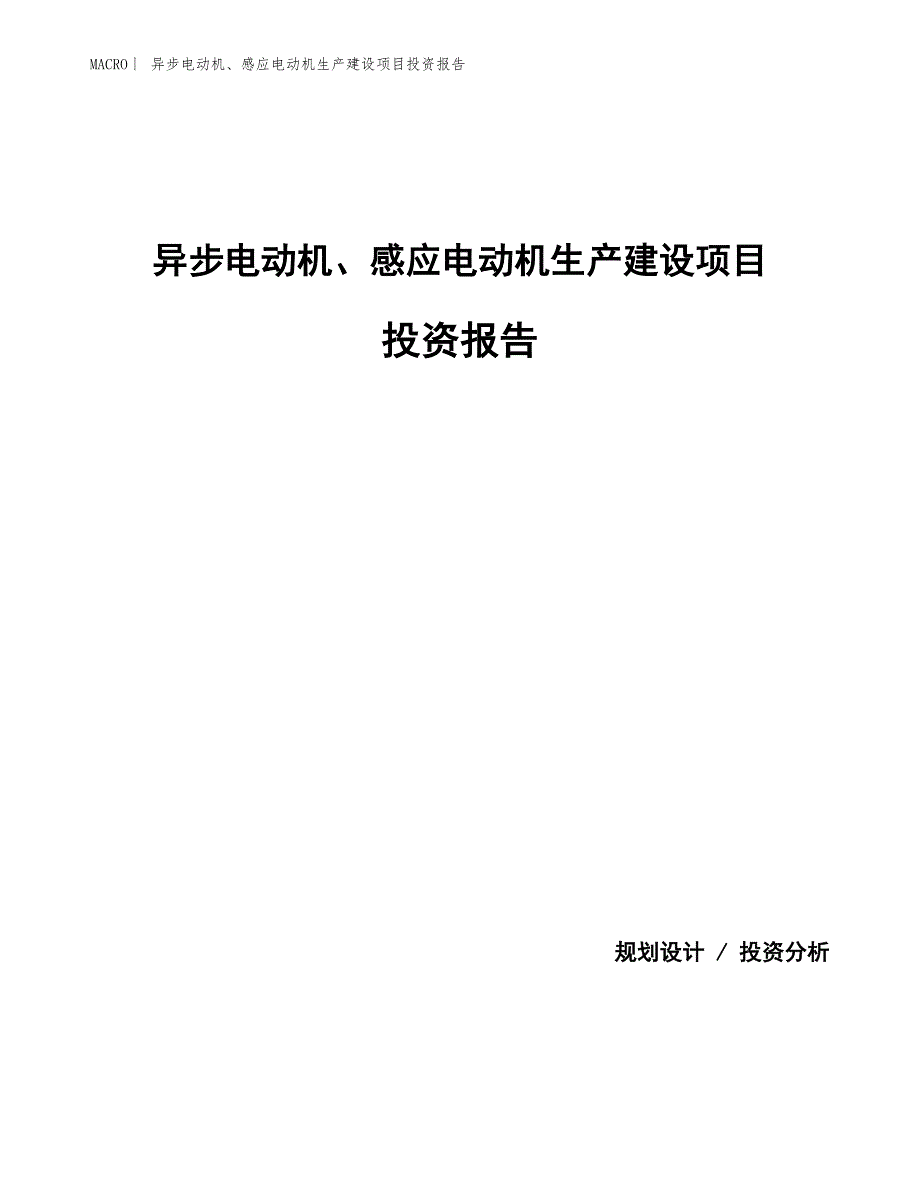 异步电动机、感应电动机生产建设项目投资报告_第1页