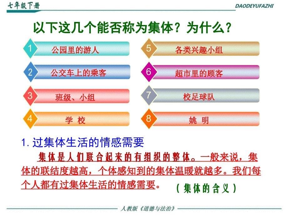 人教版《道德与法治》七年级下册：6.1集体生活邀请我课件_第5页