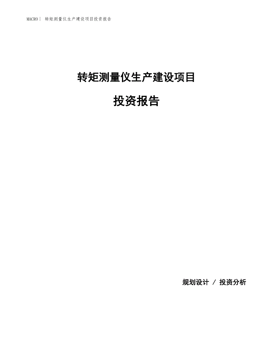 转矩测量仪生产建设项目投资报告_第1页