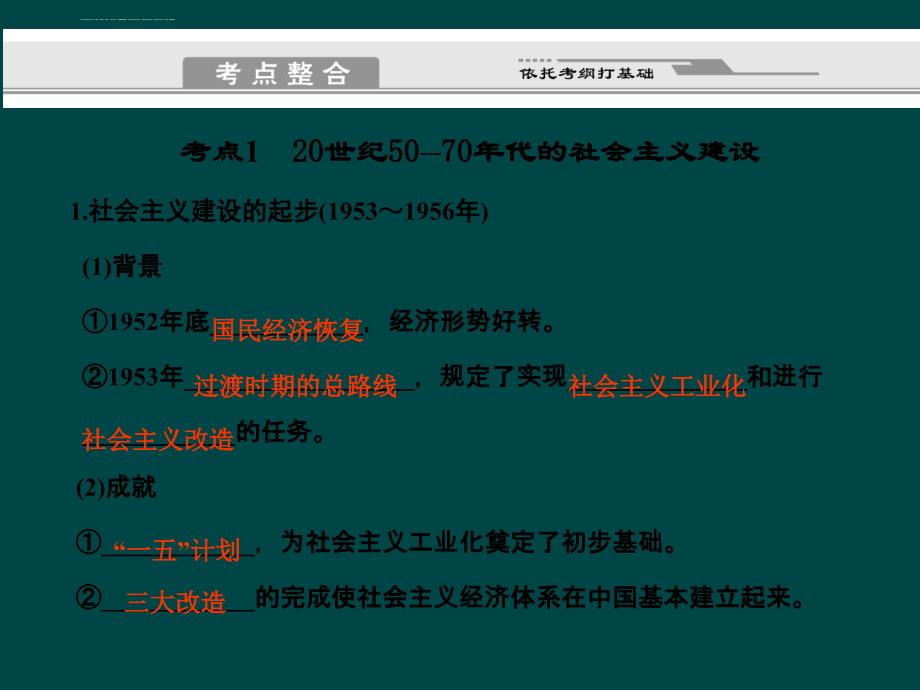 2011二轮历史考点突破复习幻灯片：中国特色社会主义建设道路的探索_第2页