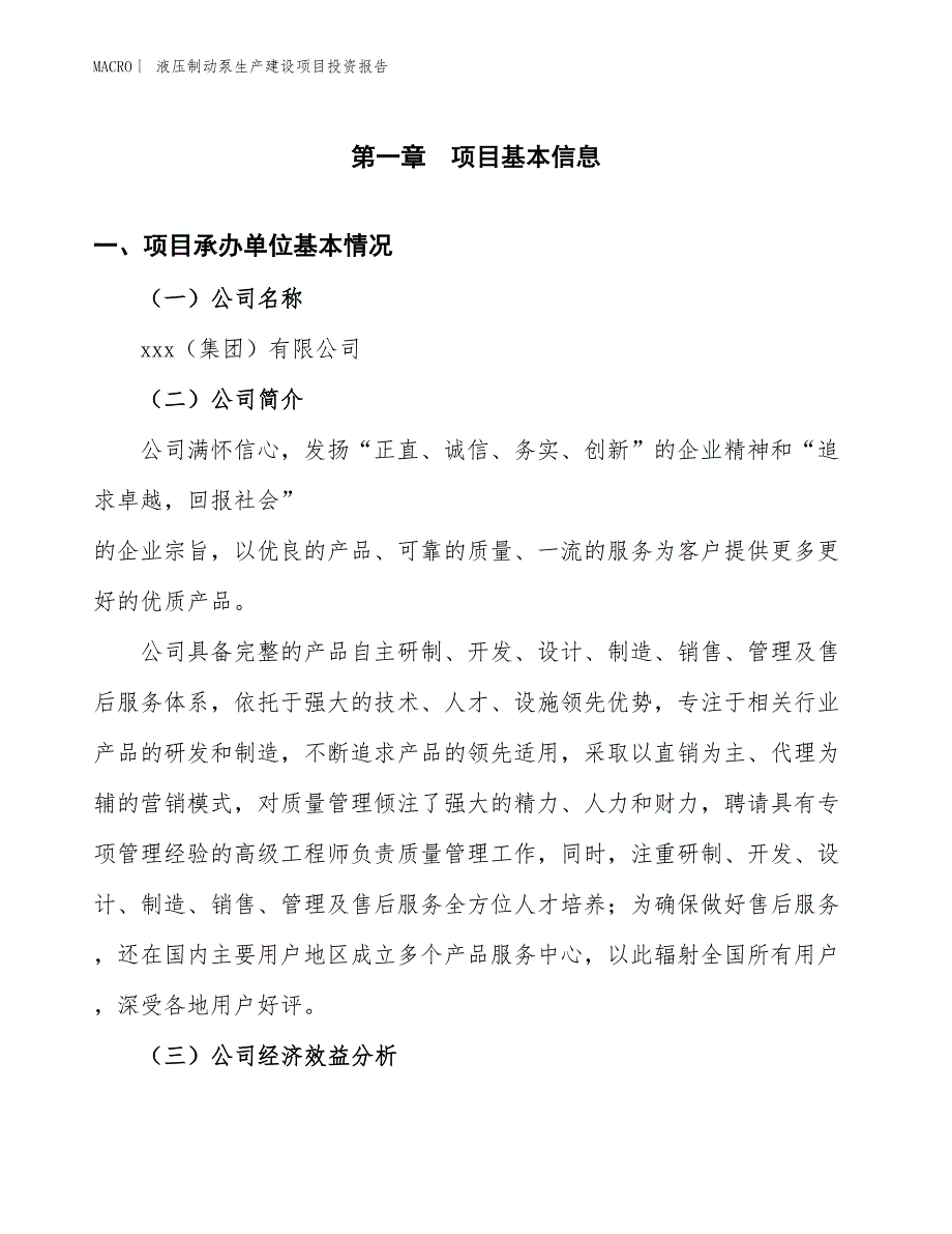 液压制动泵生产建设项目投资报告_第4页