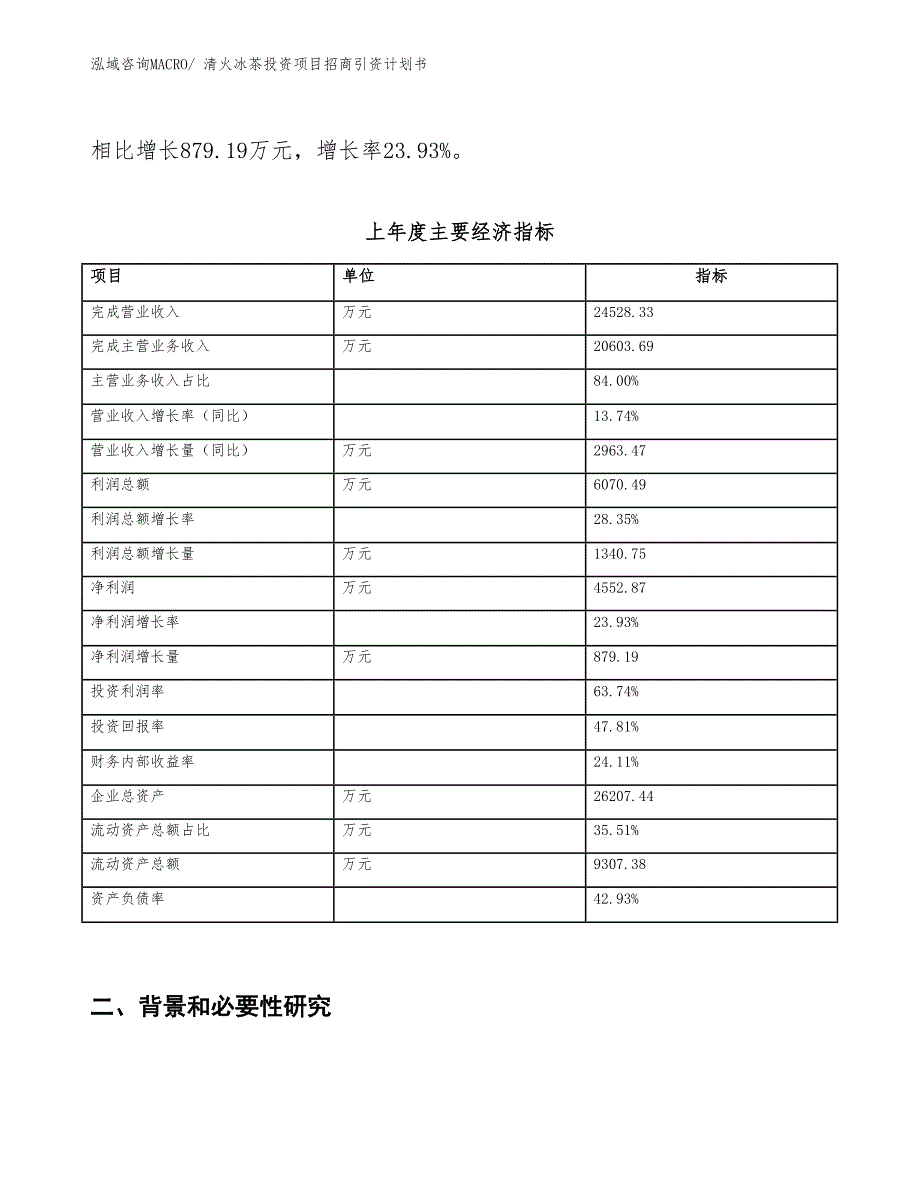 清火冰茶投资项目招商引资计划书_第2页