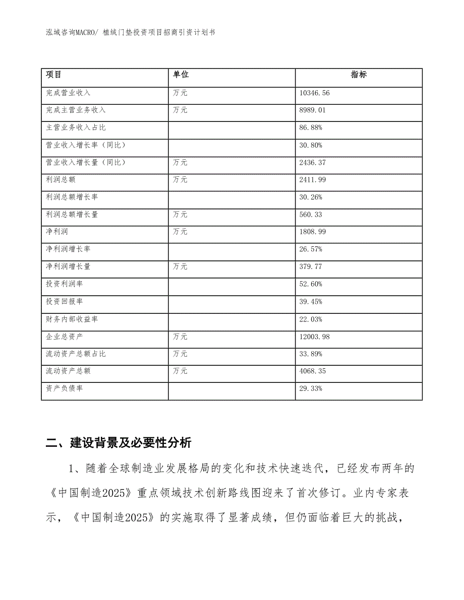 植绒门垫投资项目招商引资计划书_第2页