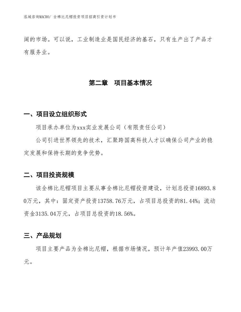 全棉比尼帽投资项目招商引资计划书_第5页