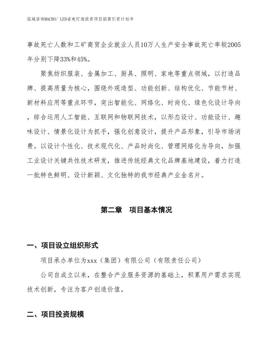 LED省电灯泡投资项目招商引资计划书_第5页