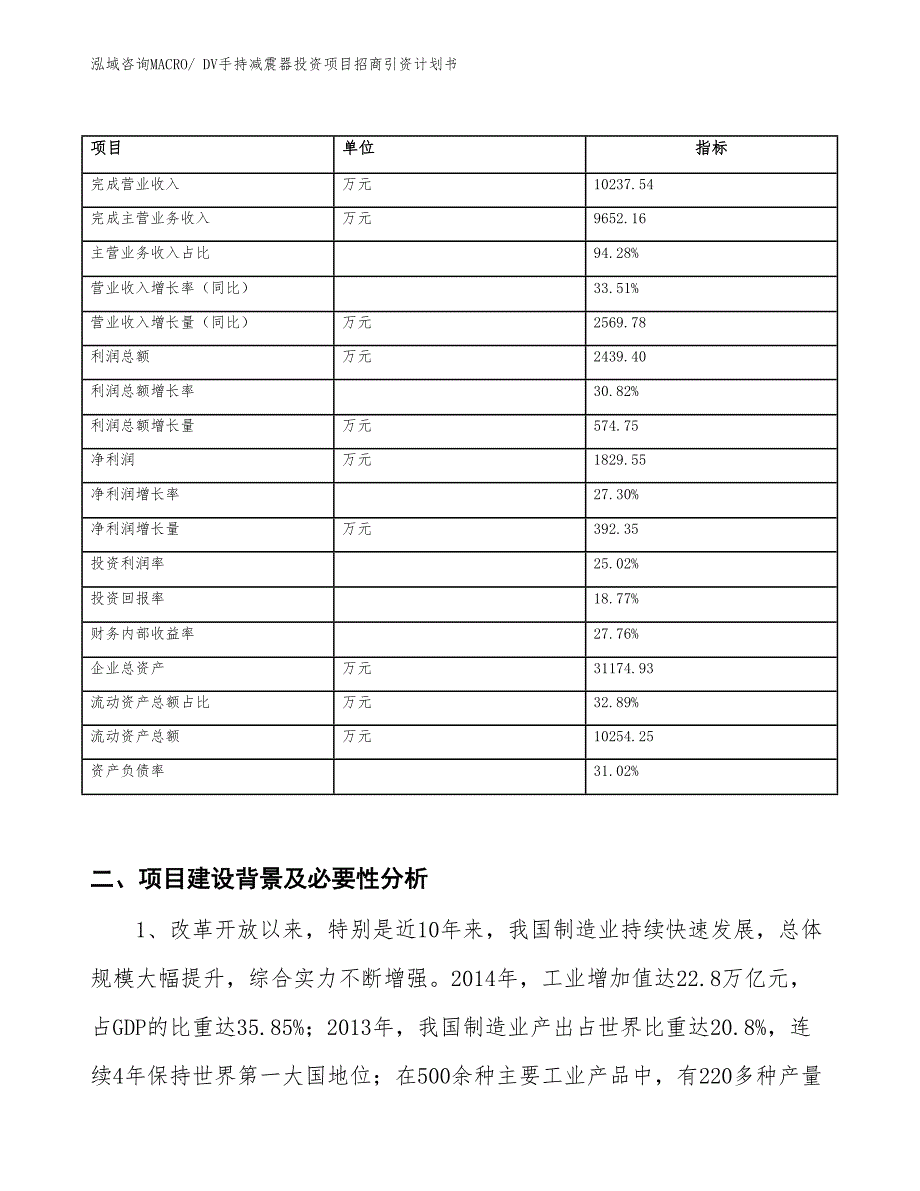 DV手持减震器投资项目招商引资计划书_第2页