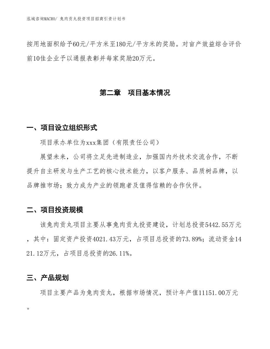 兔肉贡丸投资项目招商引资计划书_第5页