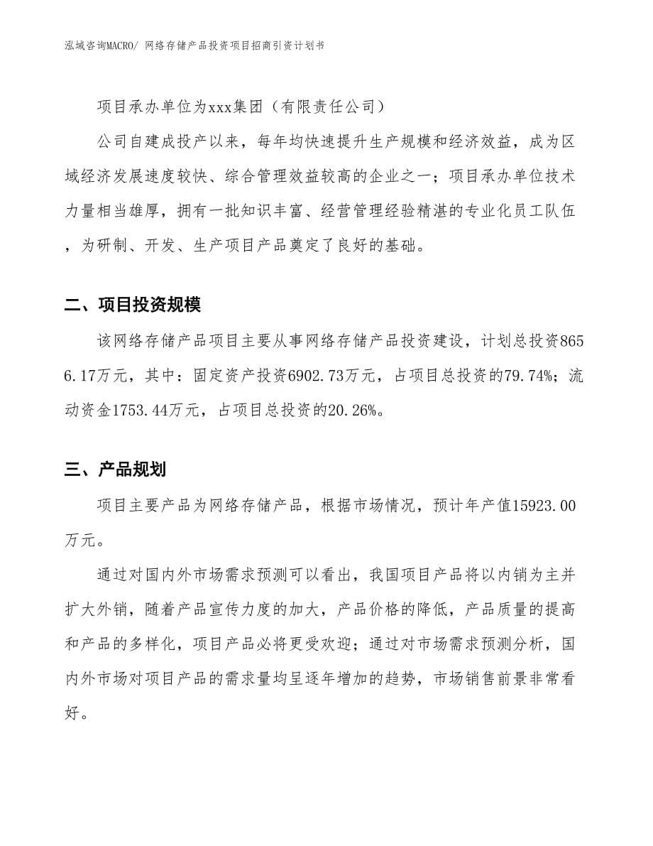 网络存储产品投资项目招商引资计划书_第5页