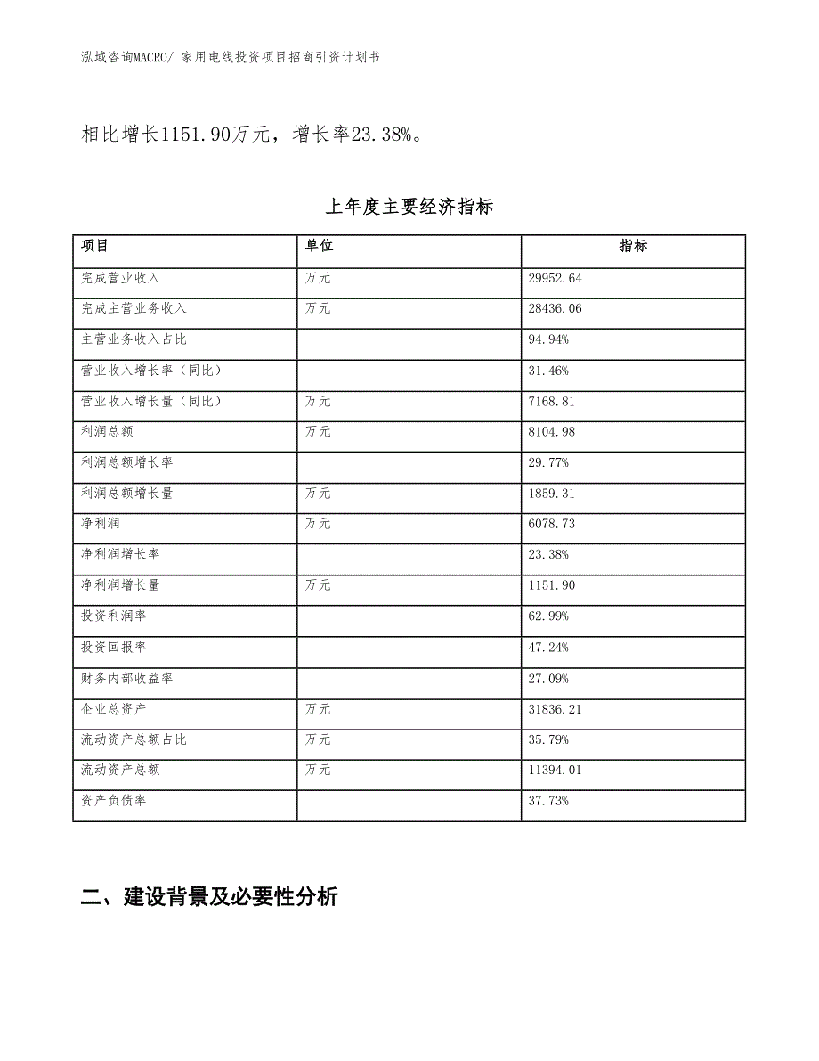 家用电线投资项目招商引资计划书_第2页