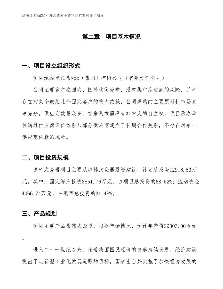 韩式瓷器投资项目招商引资计划书_第5页
