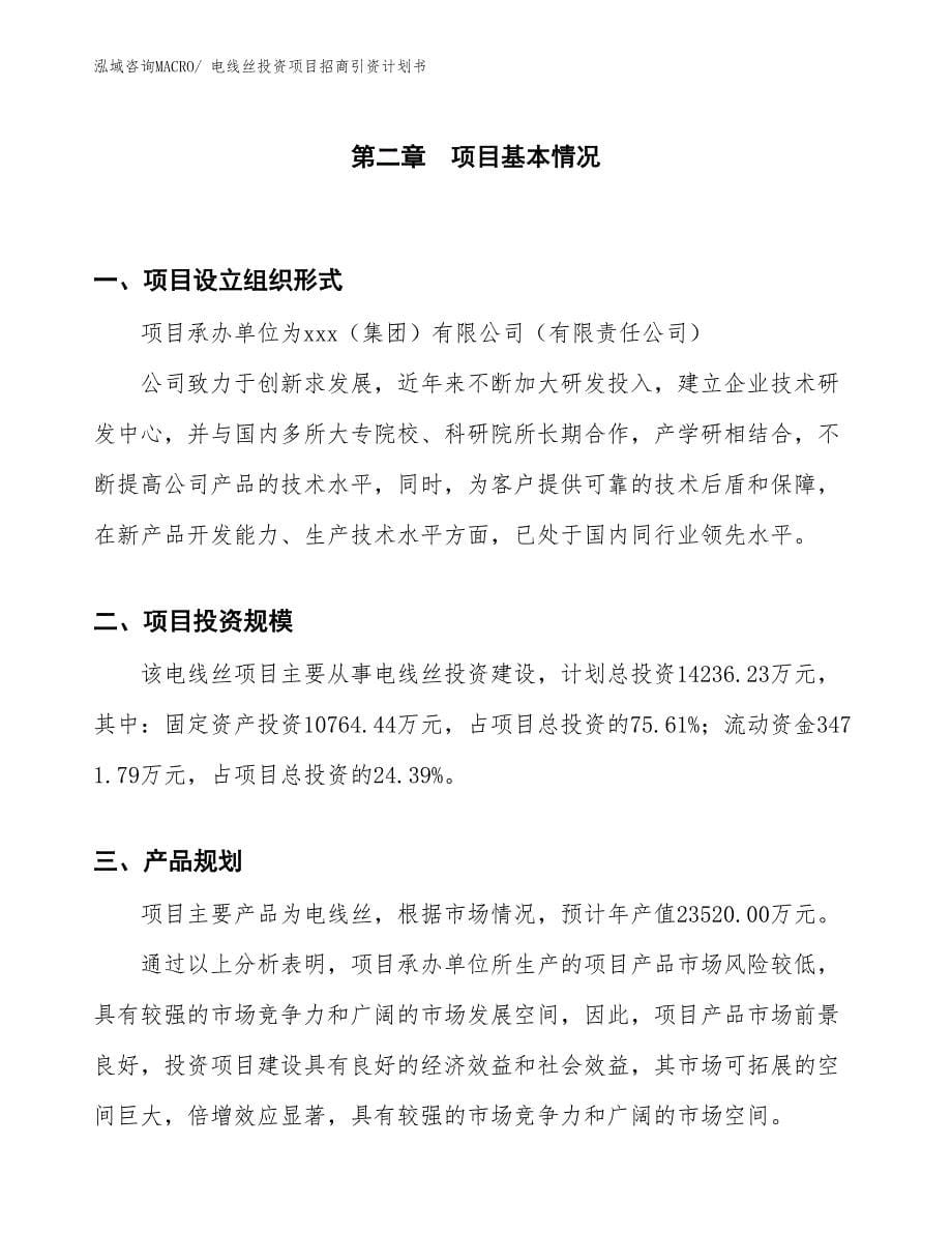 电线丝投资项目招商引资计划书_第5页