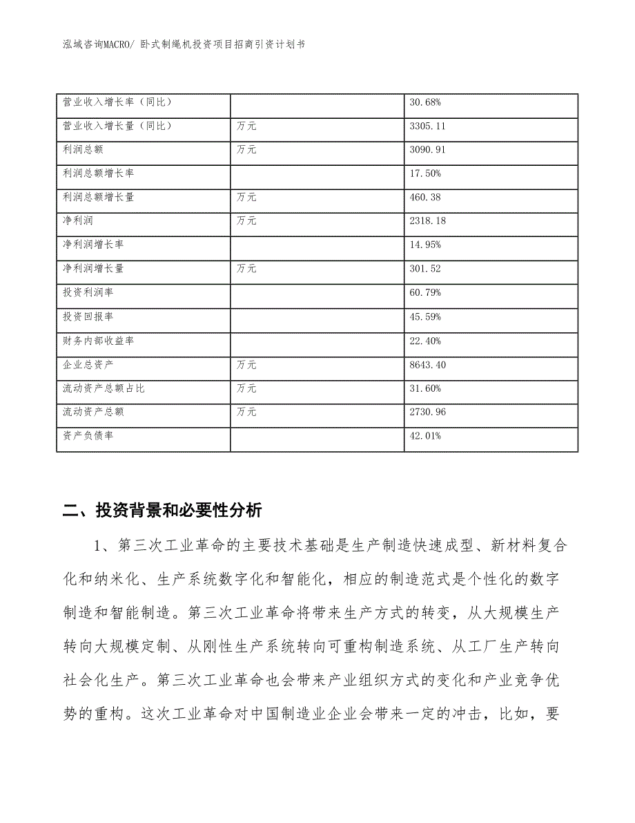 卧式制绳机投资项目招商引资计划书_第3页