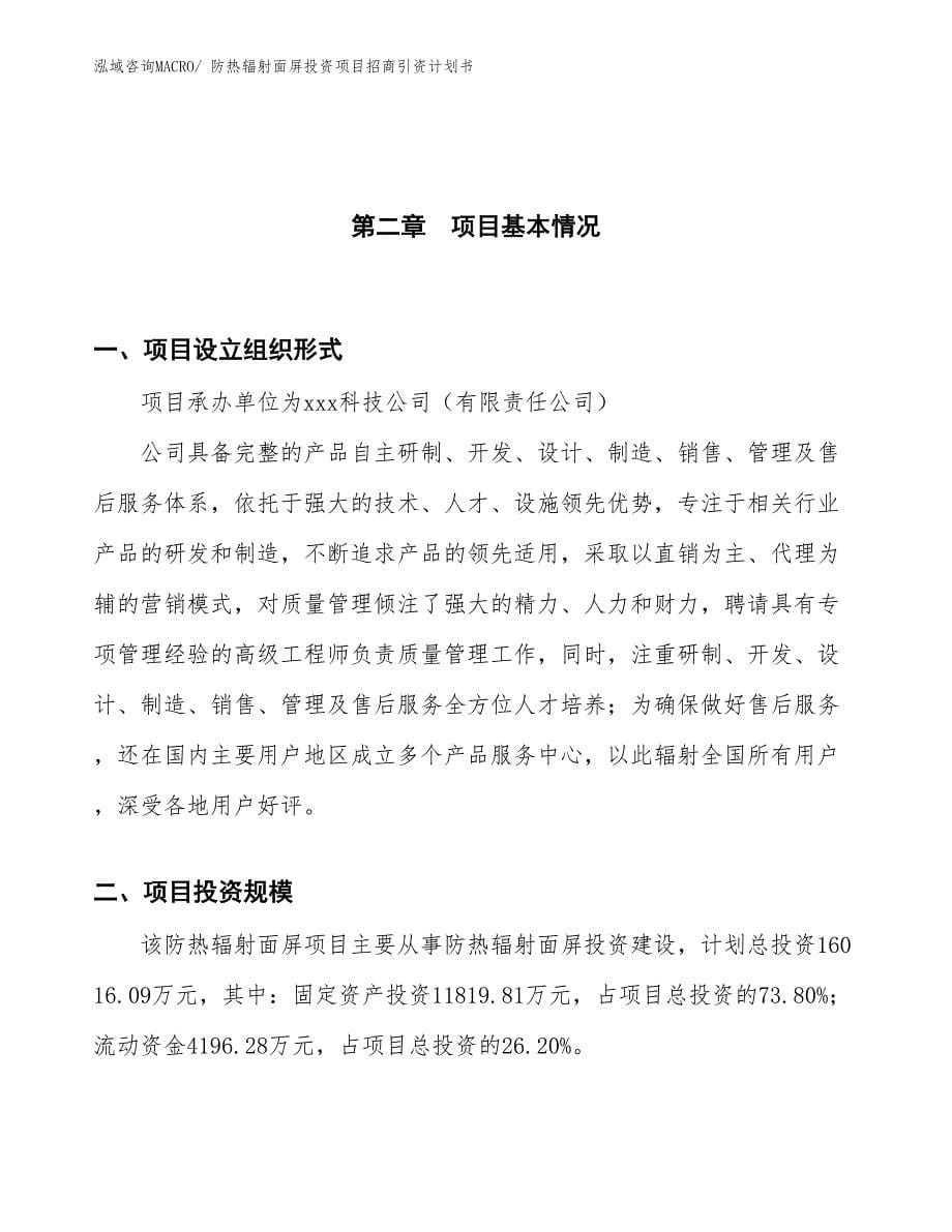 防热辐射面屏投资项目招商引资计划书_第5页