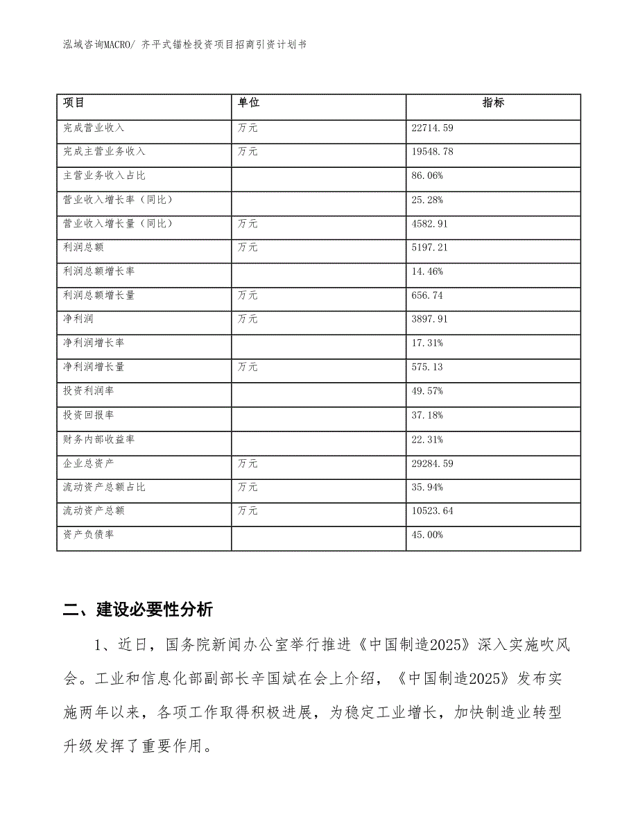 齐平式锚栓投资项目招商引资计划书_第2页