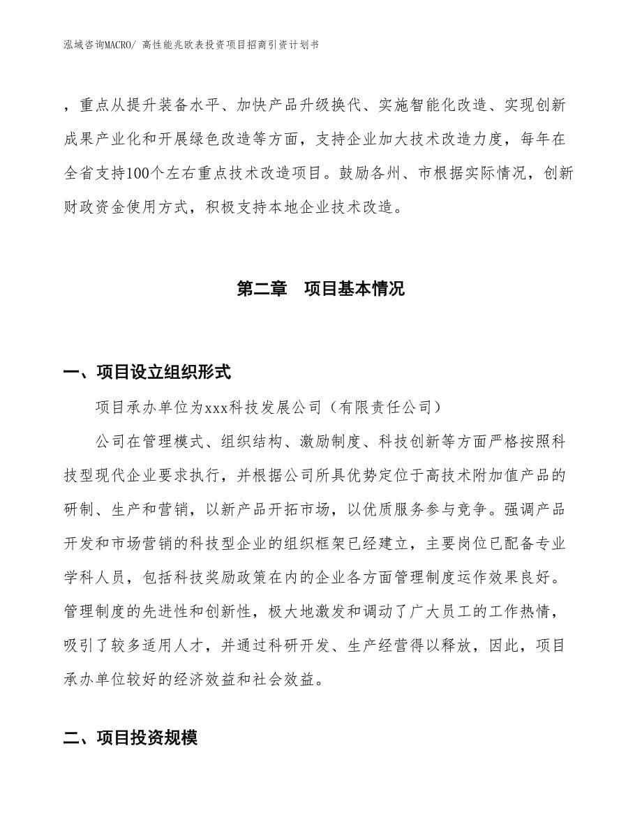 高性能兆欧表投资项目招商引资计划书_第5页