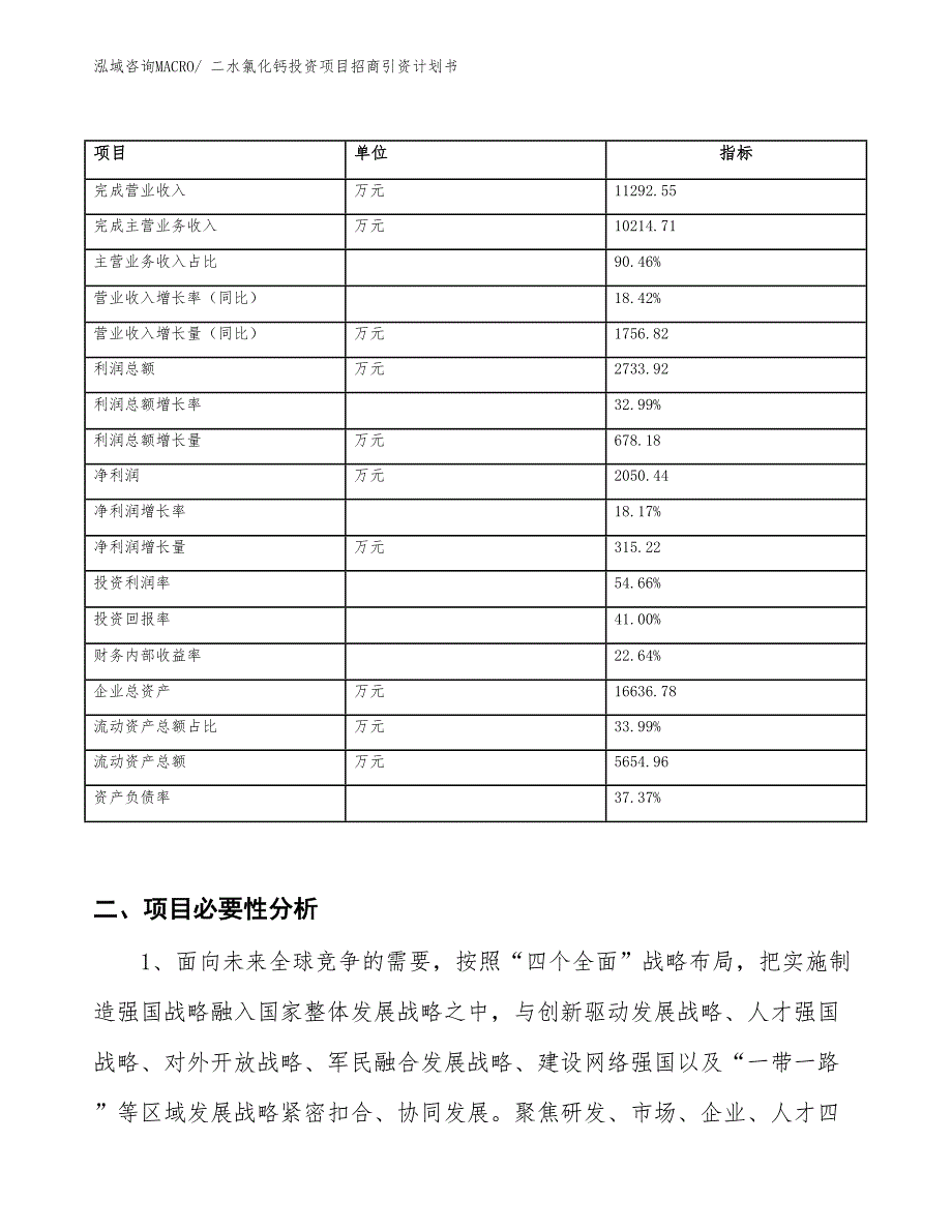 二水氯化钙投资项目招商引资计划书_第2页