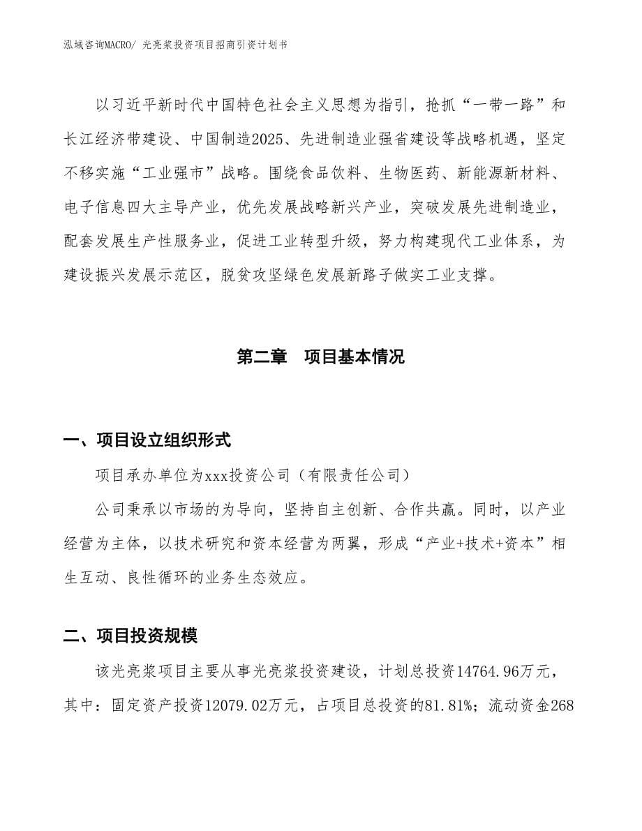 光亮浆投资项目招商引资计划书_第5页