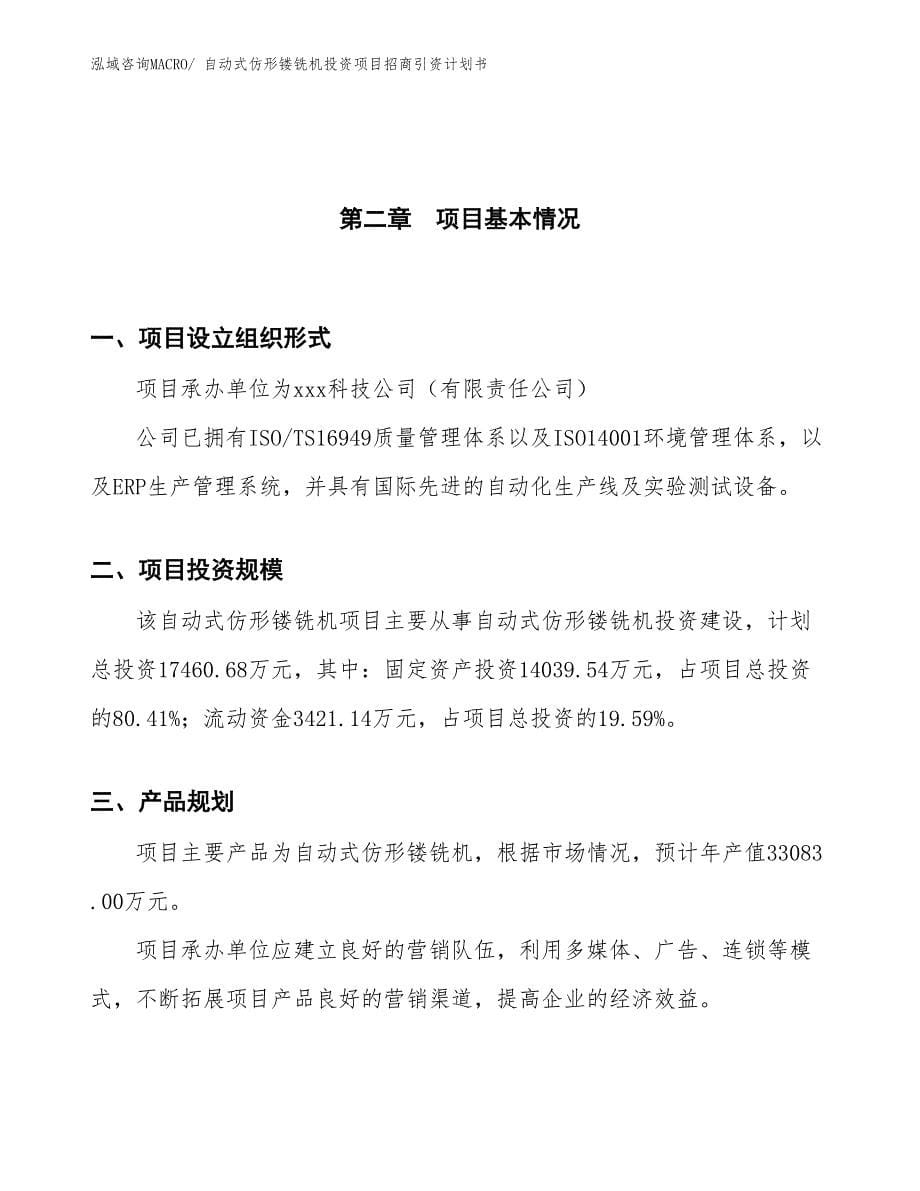 自动式仿形镂铣机投资项目招商引资计划书_第5页