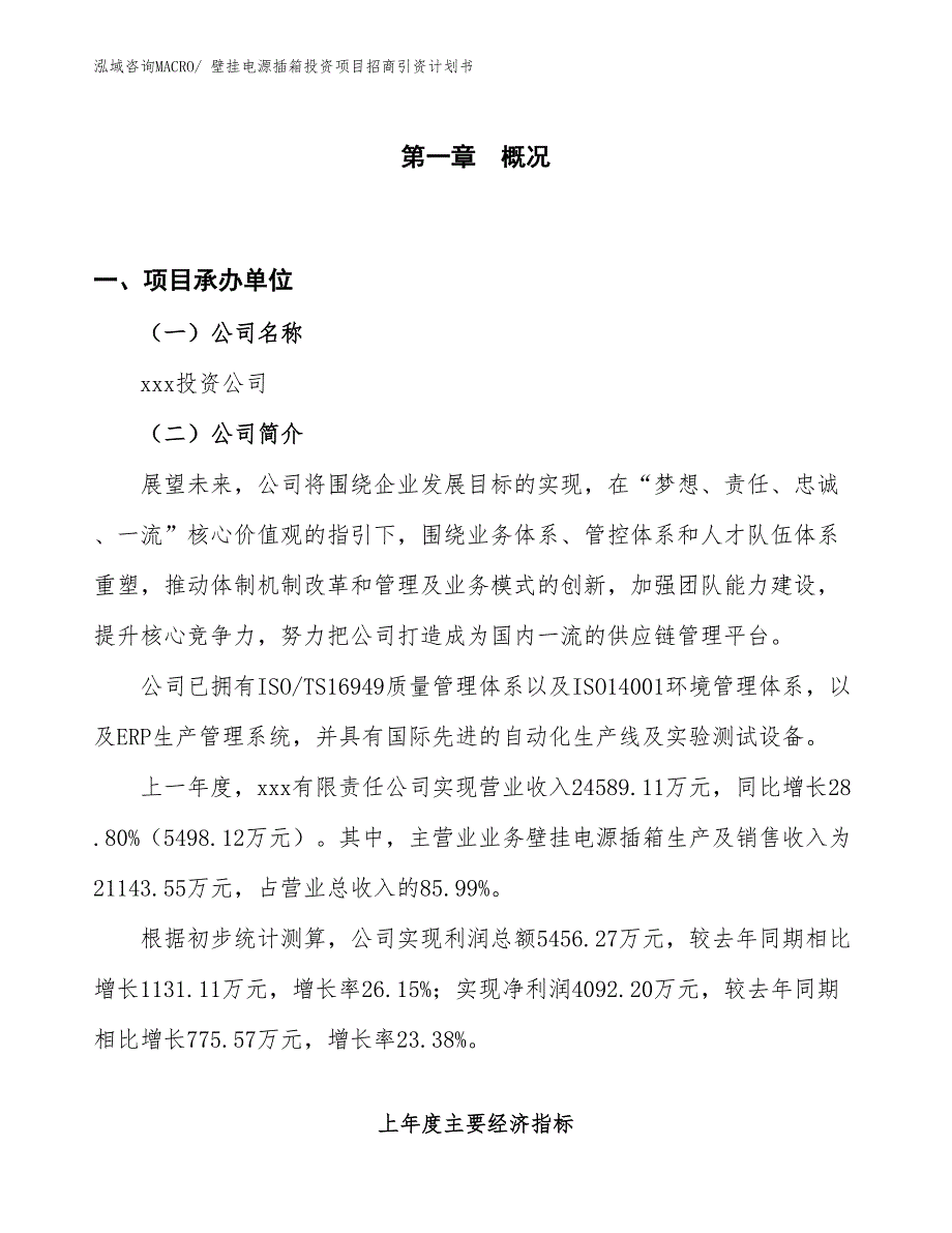 壁挂电源插箱投资项目招商引资计划书_第1页