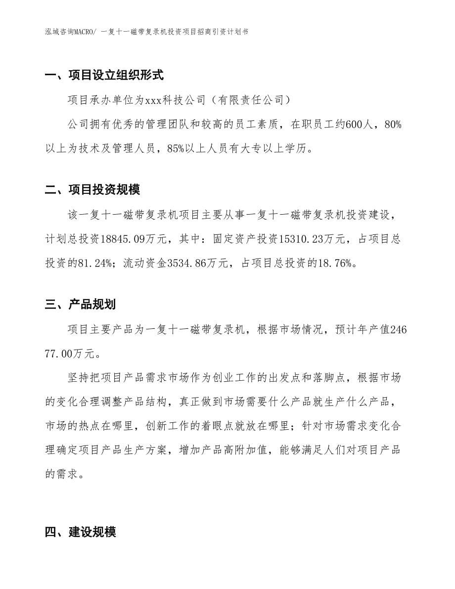 一复十一磁带复录机投资项目招商引资计划书_第5页