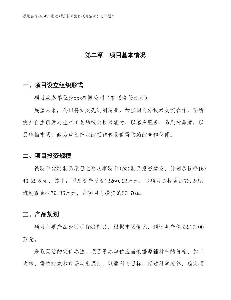 羽毛(绒)制品投资项目招商引资计划书_第5页