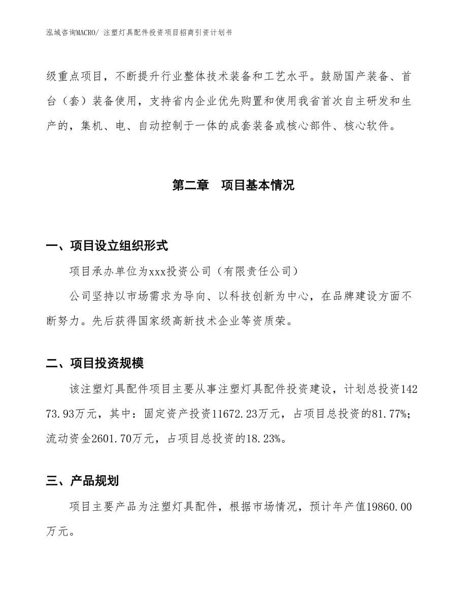 注塑灯具配件投资项目招商引资计划书_第5页