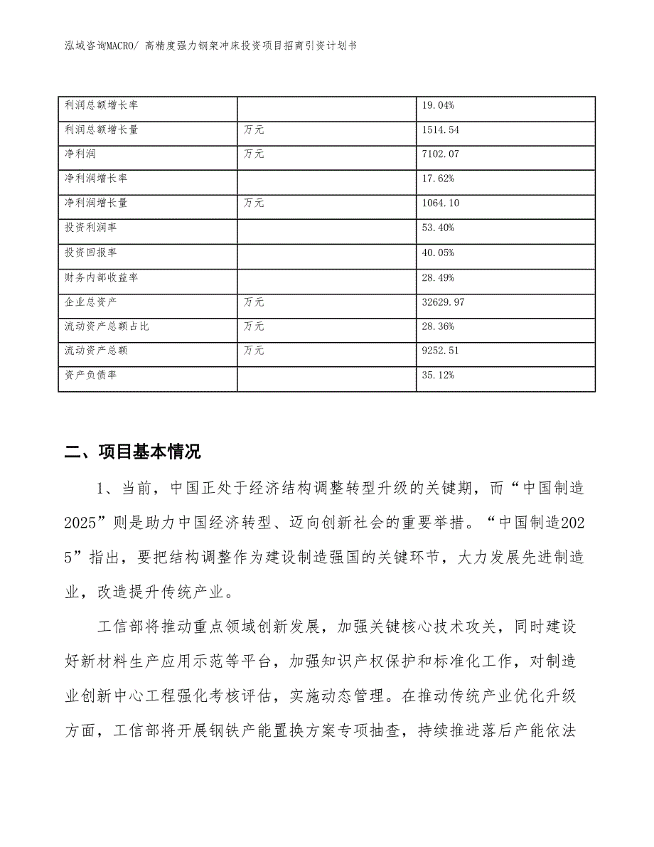 高精度强力钢架冲床投资项目招商引资计划书_第3页