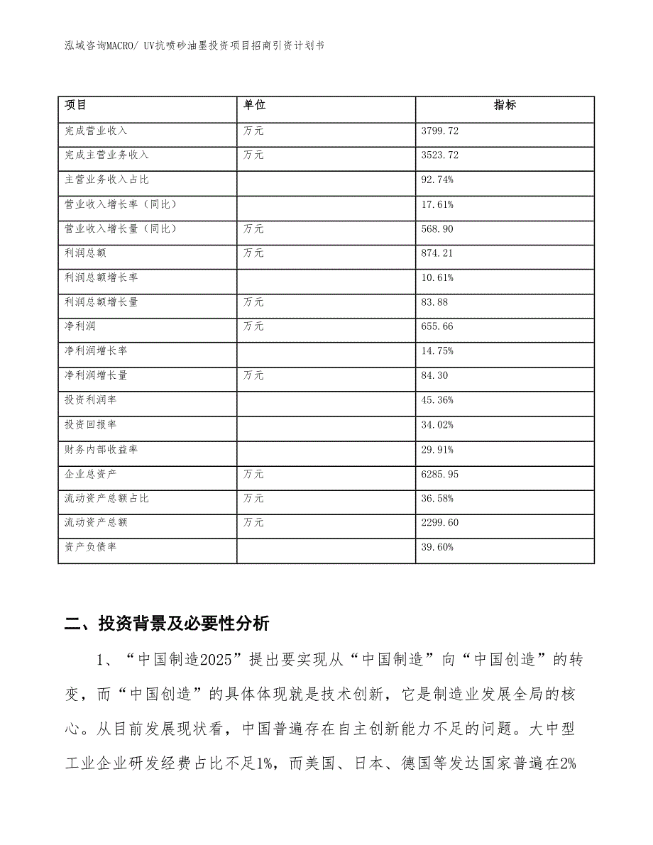 UV抗喷砂油墨投资项目招商引资计划书_第2页