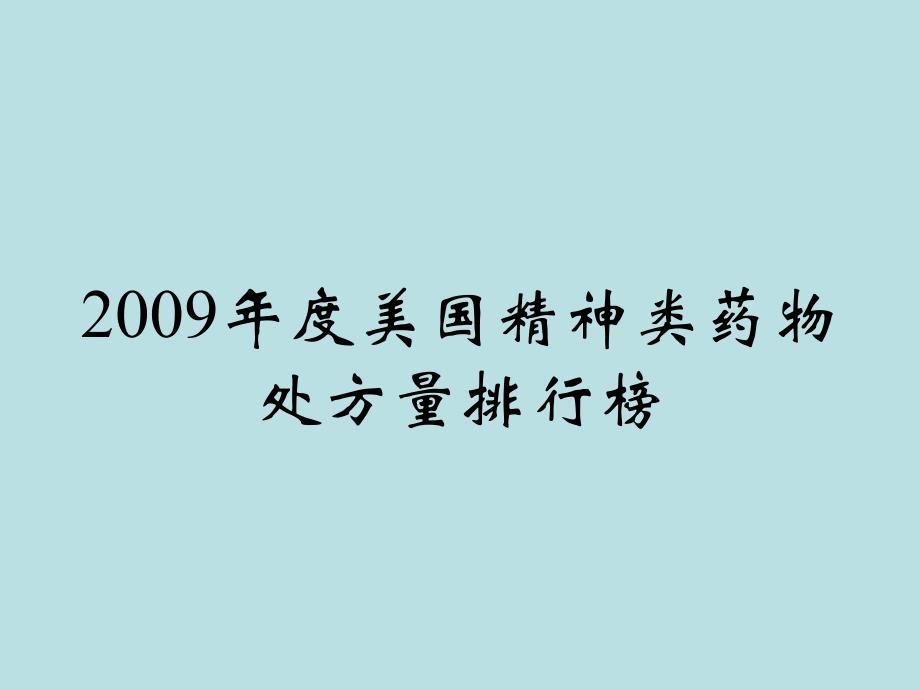 2009年度美国精神类药物处方量排行榜_第1页