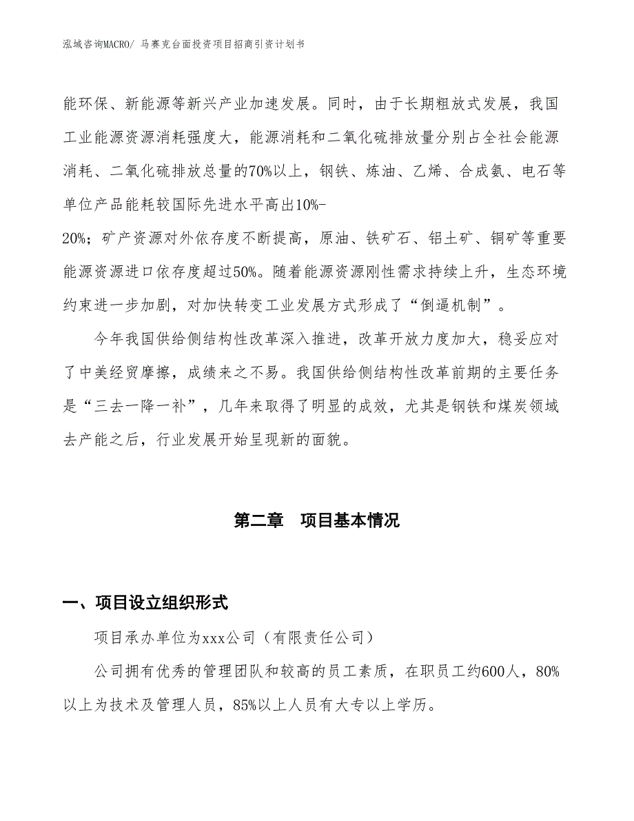 马赛克台面投资项目招商引资计划书_第4页