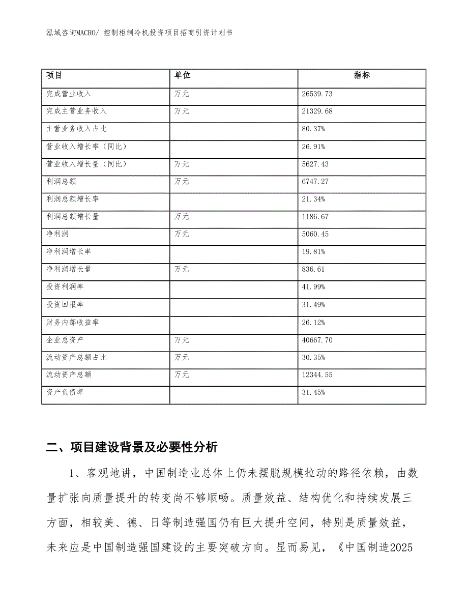 控制柜制冷机投资项目招商引资计划书_第2页