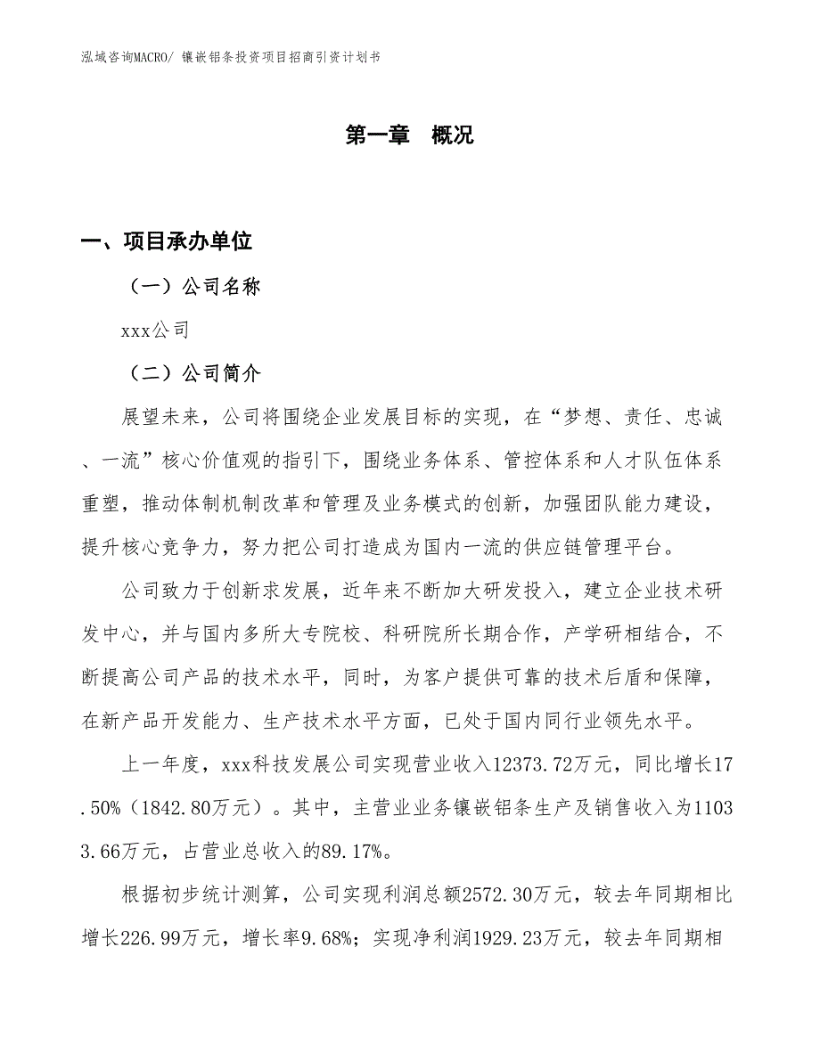 镶嵌铝条投资项目招商引资计划书_第1页