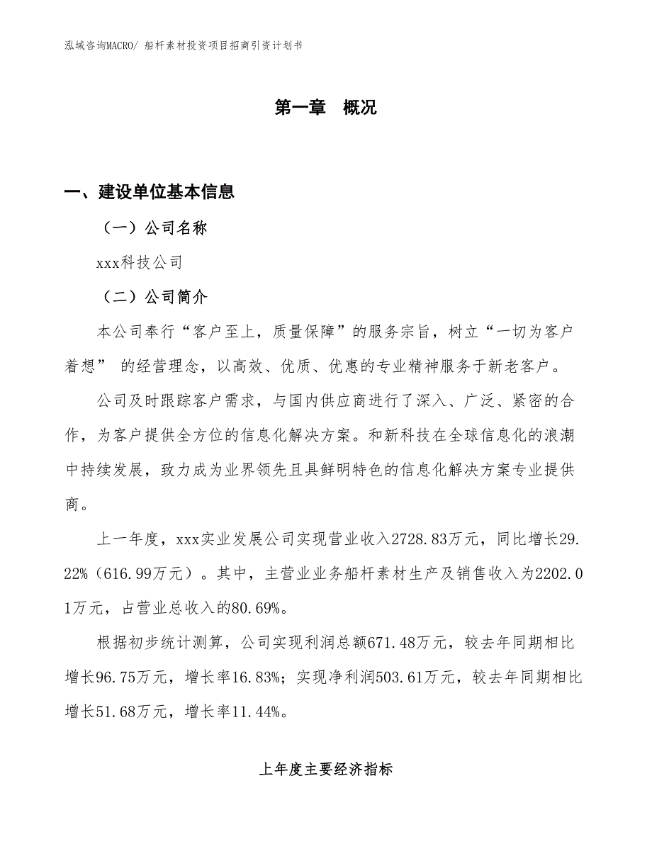 船杆素材投资项目招商引资计划书_第1页