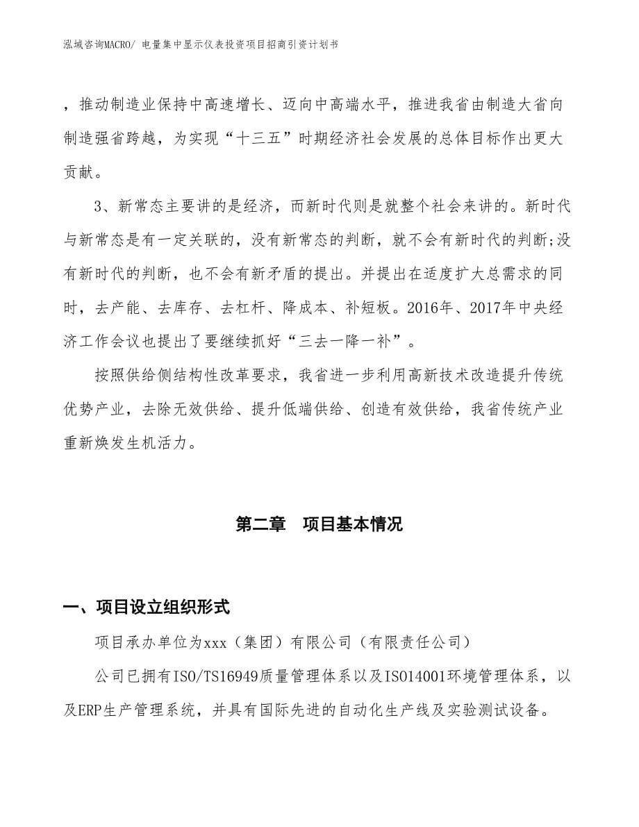 电量集中显示仪表投资项目招商引资计划书_第5页