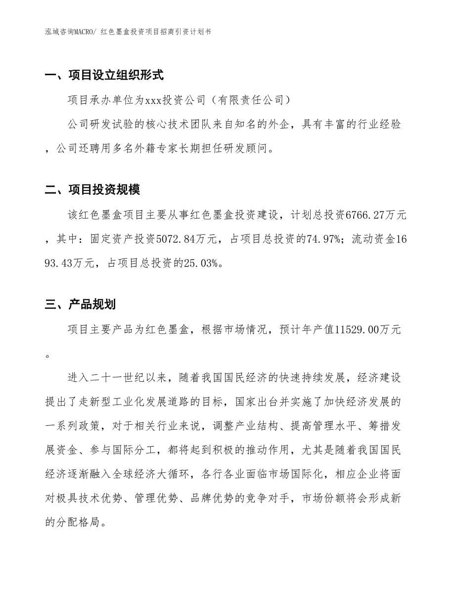 红色墨盒投资项目招商引资计划书_第5页