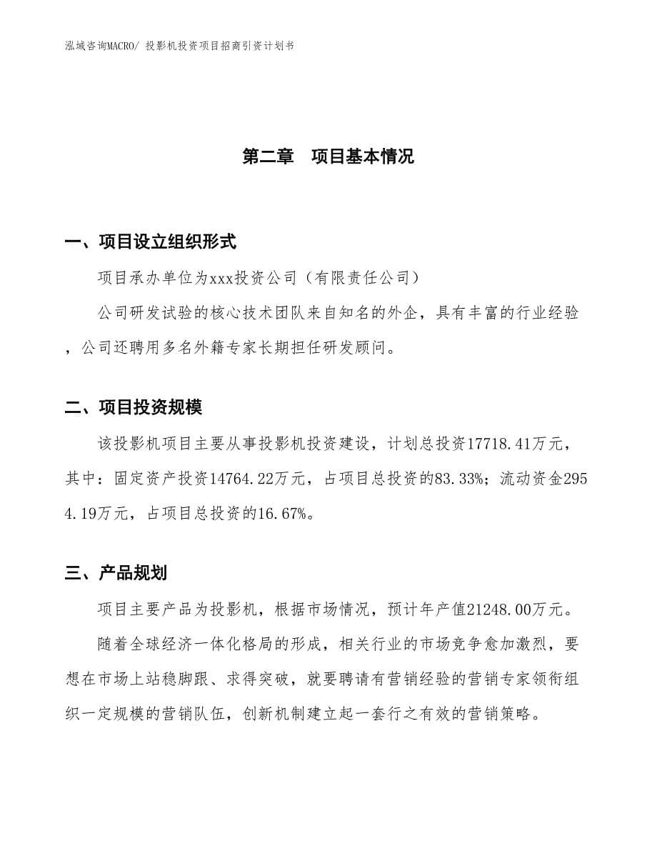 投影机投资项目招商引资计划书_第5页