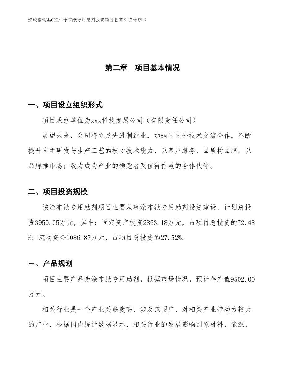 涂布纸专用助剂投资项目招商引资计划书_第5页