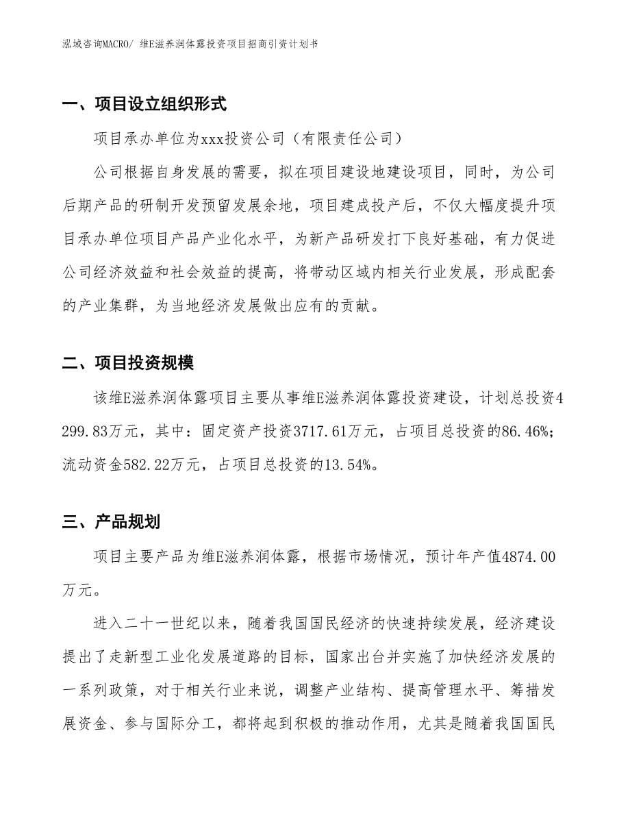 维E滋养润体露投资项目招商引资计划书_第5页