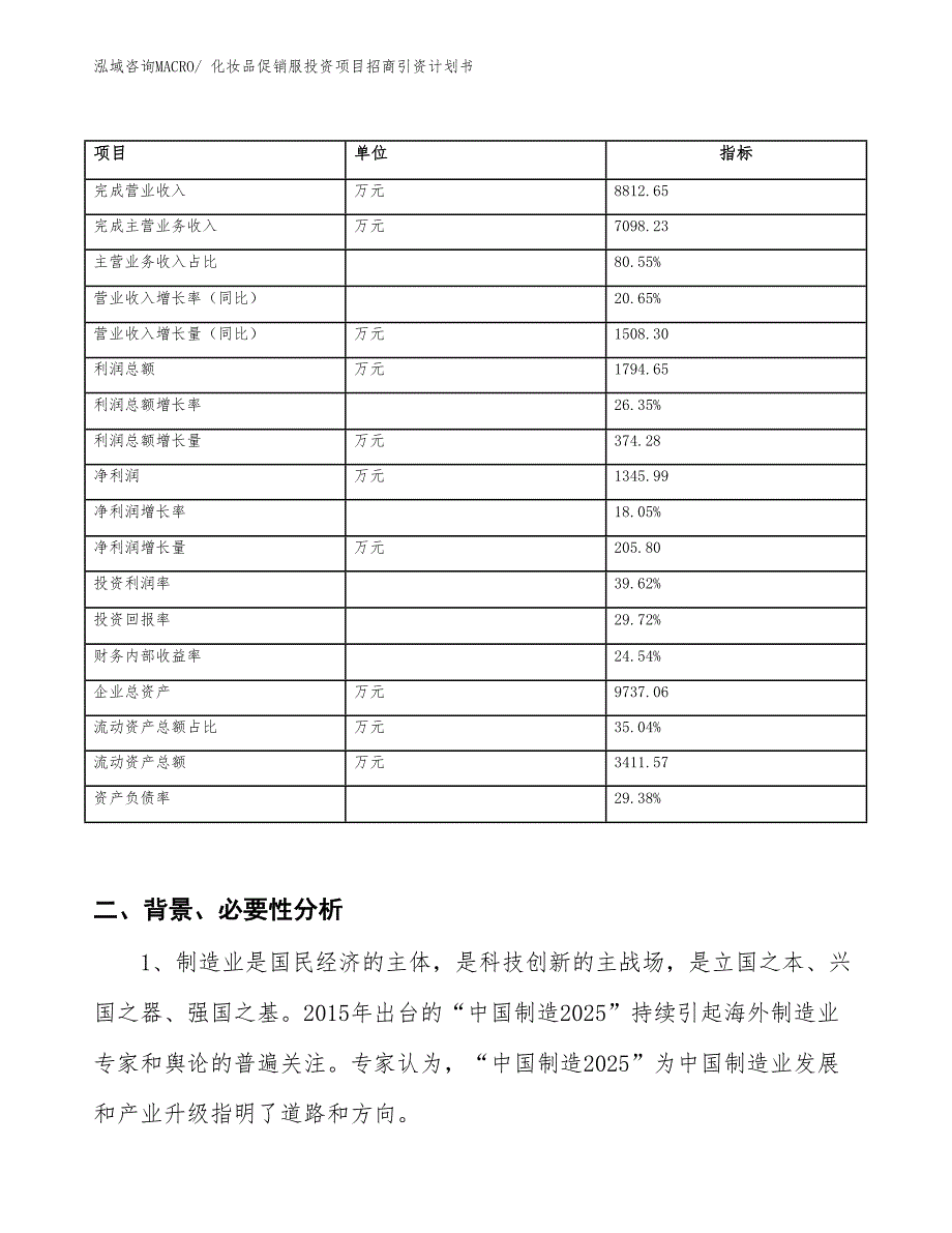 化妆品促销服投资项目招商引资计划书_第2页