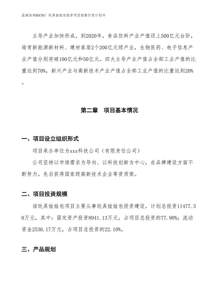 玩具娃娃包投资项目招商引资计划书_第5页