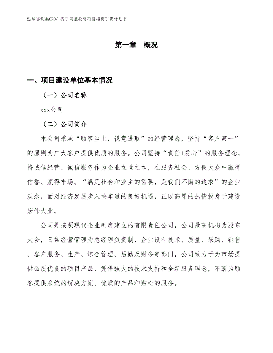 提手网篮投资项目招商引资计划书_第1页